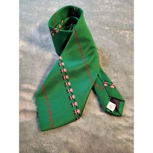 VTG Santa Claus Ho Ho Ho Necktie 53" Christmas Holiday Embroidered Red Green